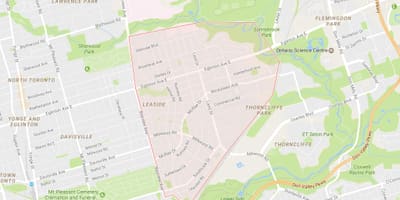 Χάρτης της Leaside γειτονιά Τορόντο