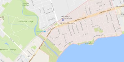 Χάρτης της Long Branch γειτονιά Τορόντο
