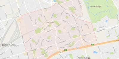 Χάρτης της Malvern γειτονιά Τορόντο