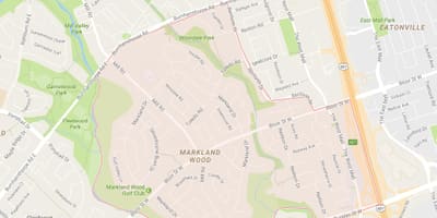 Χάρτης της Markland Ξύλο γειτονιά Τορόντο