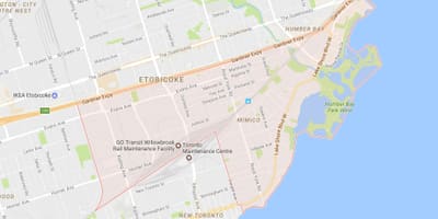 Χάρτης της Mimico γειτονιά Τορόντο