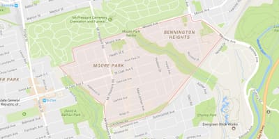 Χάρτης της Moore Park γειτονιά Τορόντο