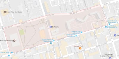 Χάρτης της Moss Park γειτονιά Τορόντο