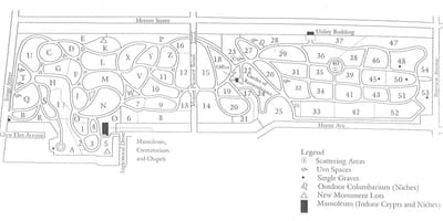 Χάρτης της Mount pleasant cemetery
