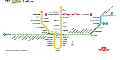 Χάρτης της presto σταθμούς TTC