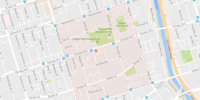 Χάρτης της Regent Park γειτονιά Τορόντο