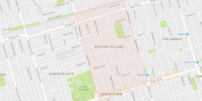Χάρτης της Seaton Village γειτονιά Τορόντο