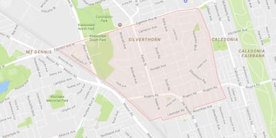 Χάρτης της Silverthorn γειτονιά Τορόντο