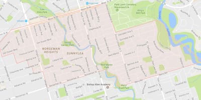 Χάρτης της Sunnylea γειτονιά γειτονιά Τορόντο