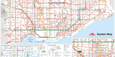 Χάρτης της TTC δρομολόγια λεωφορείων