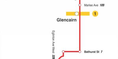 Χάρτης της TTC 14 Glencairn δρομολόγιο Τορόντο