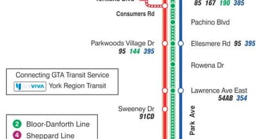 Χάρτης της TTC 24 Victoria Park δρομολόγιο Τορόντο