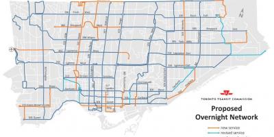 Χάρτης της TTC νύχτα δίκτυο Τορόντο