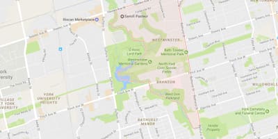 Χάρτης του Westminster–Branson γειτονιά Τορόντο