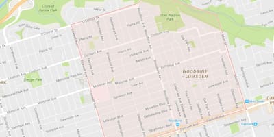 Χάρτης της Woodbine Ύψη γειτονιά Τορόντο