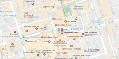 Χάρτης της Yonge-Dundas Square Τορόντο