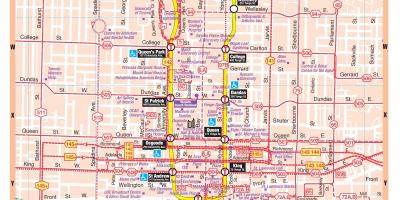 Χάρτης του Μετρό στο κέντρο της πόλης Toronto