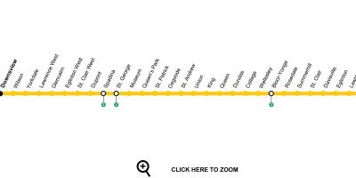 Χάρτης του Τορόντο μετρό γραμμή 1 Yonge-Πανεπιστήμιο