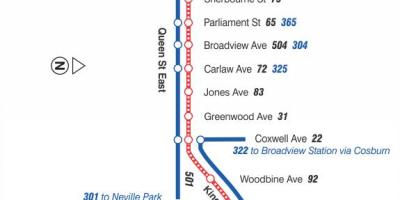 Χάρτης του τραμ γραμμή 502 Downtowner
