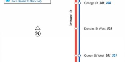 Χάρτης του τραμ γραμμή 511 Bathurst