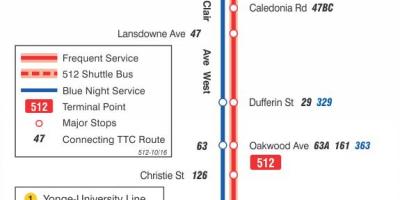 Χάρτης του τραμ γραμμή 512 St. Clair